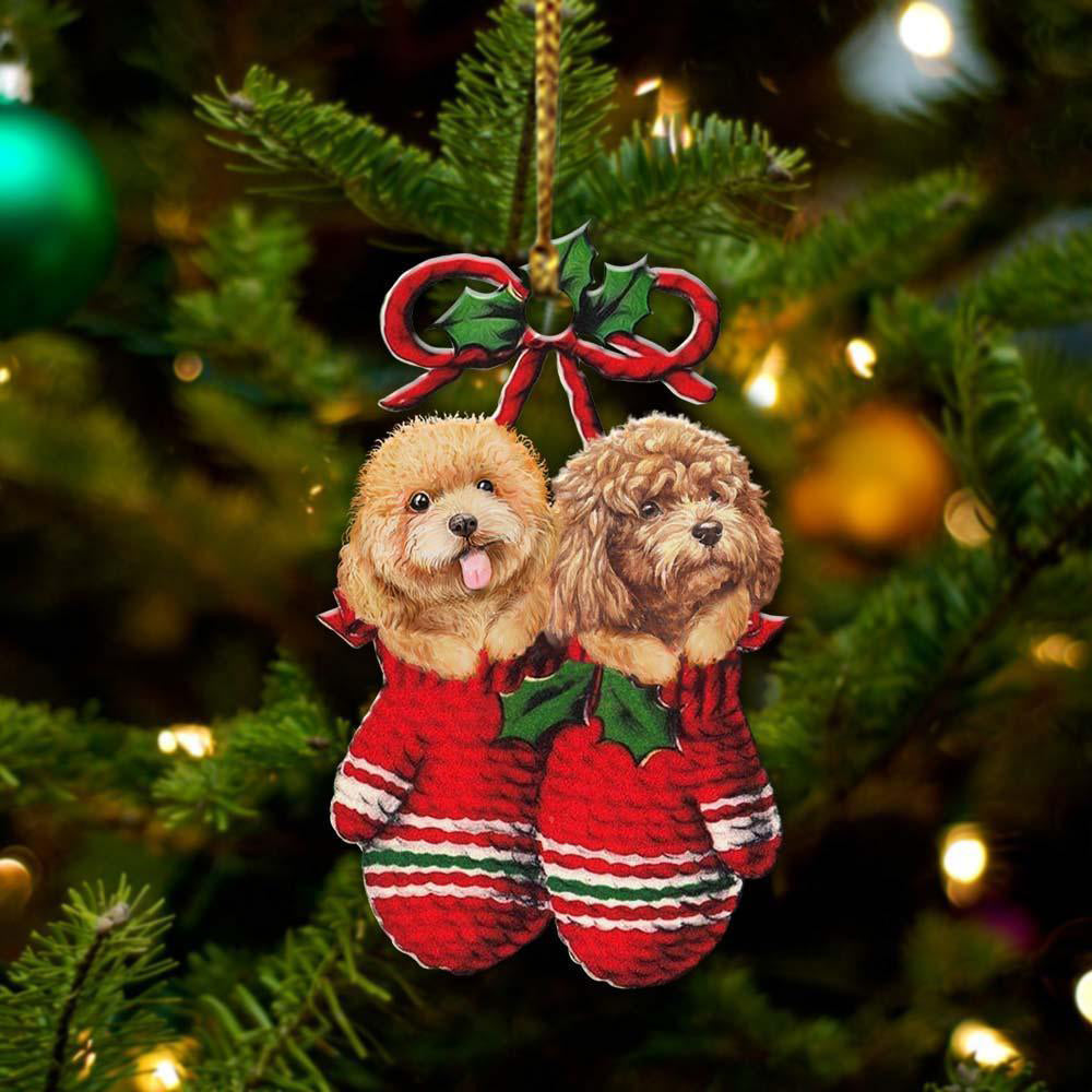 Ornament- Poodle Inside Your Gloves Christmas Holiday-Two Sided Ornament, Christmas Ornament, Car Ornament