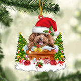 Poodle In The Chimney Hanging Ornament Dog Christmas Ornament