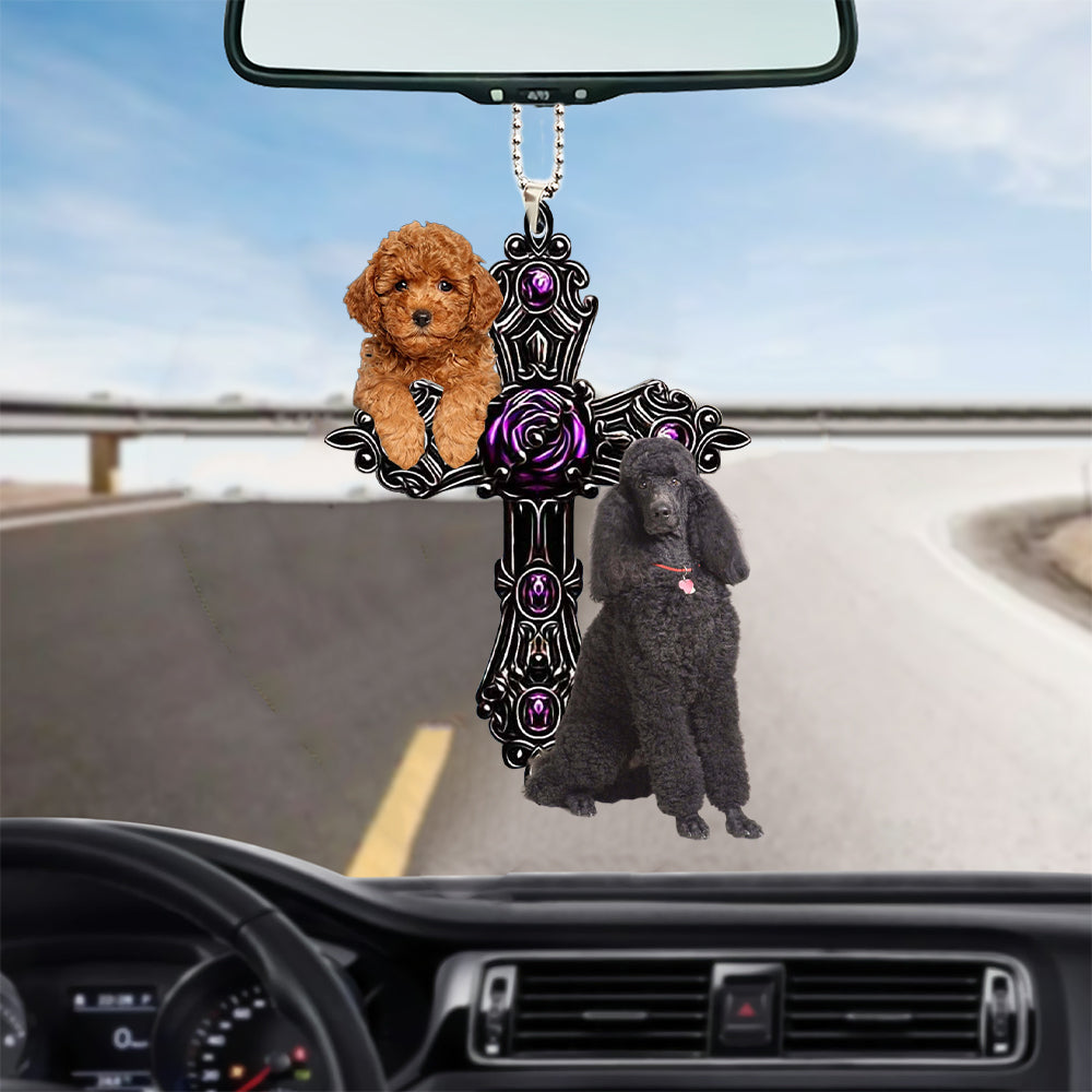 Poodle Pray For God Car Hanging Ornament Dog Pray For God Ornament Godmerch