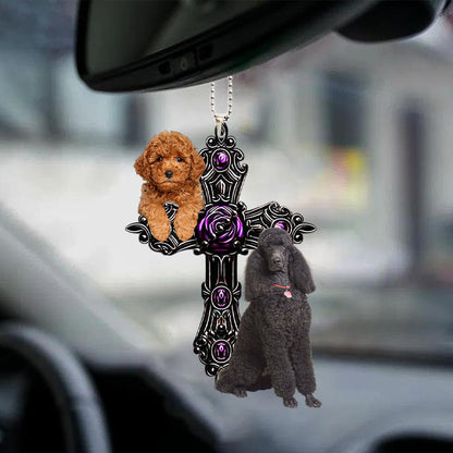 Poodle Pray For God Car Hanging Ornament Dog Pray For God Ornament Godmerch