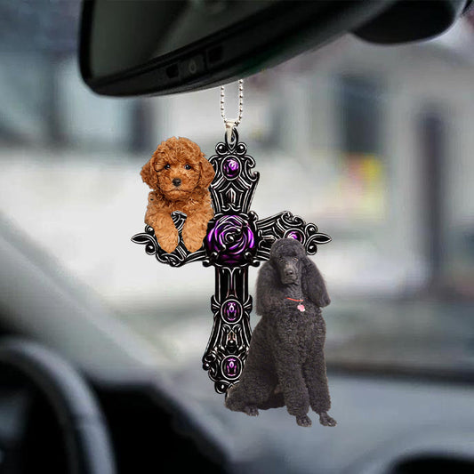 Poodle Pray For God Car Hanging Ornament Dog Pray For God Ornament Godmerch