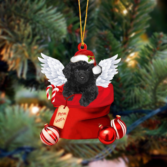 Poodle Angel Gift From Santa Christmas Ornament, Dog Flat Acrylic Ornament