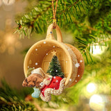 Godmerch- Ornament- Poodle Sleeping In A Cup Christmas Ornament Dog Ornament, Car Ornament, Christmas Ornament