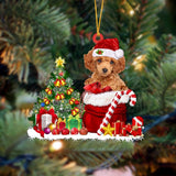 Godmerch- Ornament- Poodle Gift Bag Merry Christmas Ornament Dog Ornament, Car Ornament, Christmas Ornament