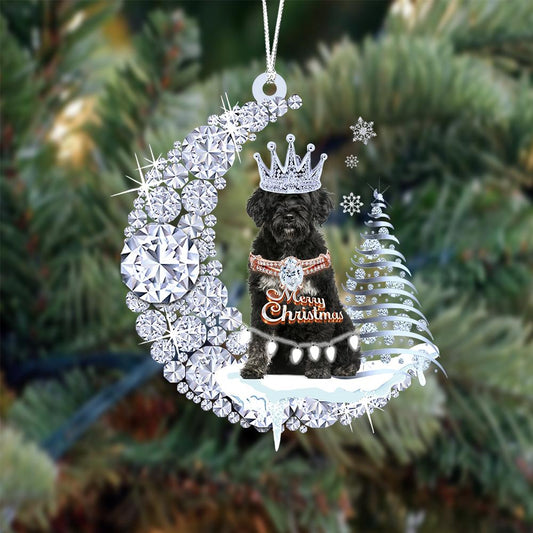 Portuguese Water Dog Diamond Moon Merry Christmas Ornament Christmas Decoration