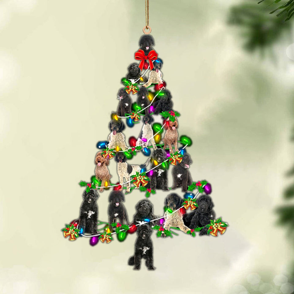 Ornament- Portuguese Water Dog-Christmas Tree Lights-Two Sided Ornament, Christmas Ornament, Car Ornament