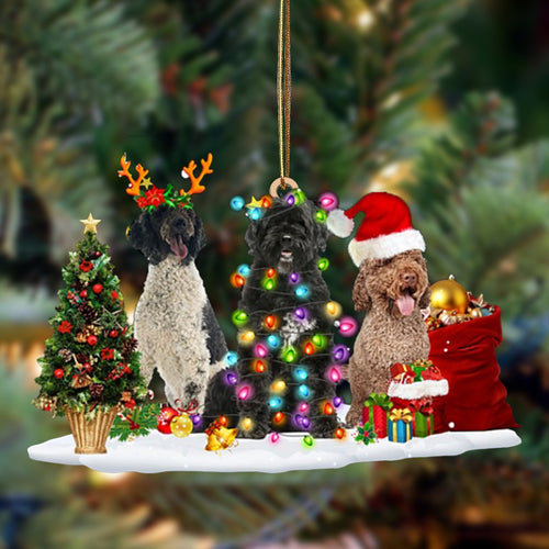 Ornament- Portuguese Water Dog-Christmas Dog Friends Hanging Ornament, Happy Christmas Ornament, Car Ornament