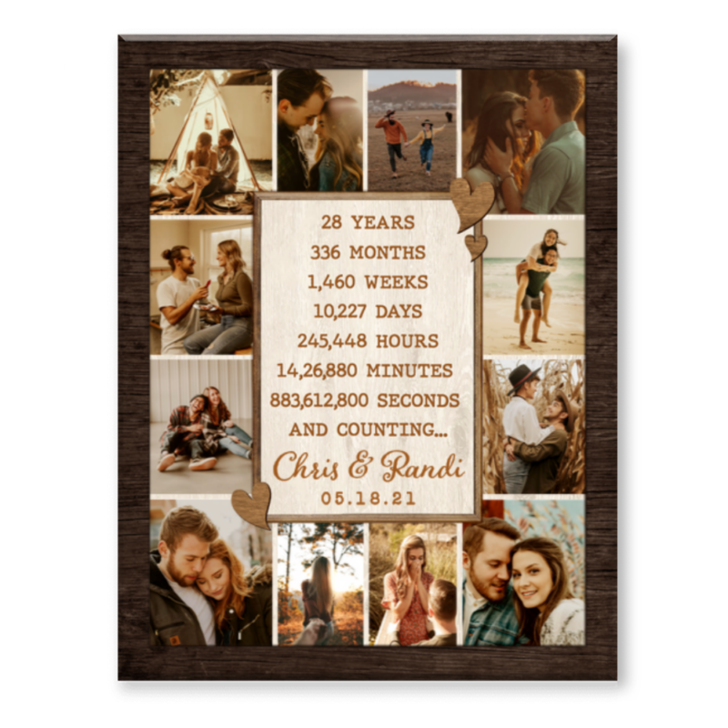 28th Anniversary Photo Collage Canvas, Custom 28 Year Anniversary Gift