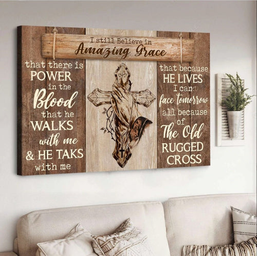 Praying hands Cross I still believe in Amazing Grace - Matte Canvas