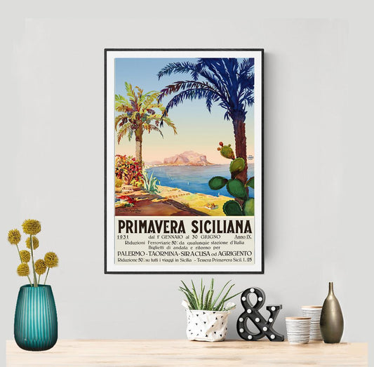 Primavera Siciliana, Italy Vintage Travel Canvas And Poster, Wall Decor Visual Art