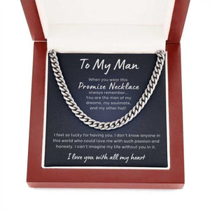 Promise Necklace for Him Gift from Girlfriend, I Love You With All My Heart, Anniversary, Birthday, Cuban Link Chain to my Boyfriend - TGV