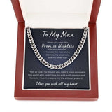 Promise Necklace for Him Gift from Girlfriend, I Love You With All My Heart, Anniversary, Birthday, Cuban Link Chain to my Boyfriend - TGV