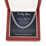 Promise Necklace for Him Gift from Girlfriend, I Love You With All My Heart, Anniversary, Birthday, Cuban Link Chain to my Boyfriend - TGV