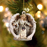 Pug-Angel Hug Winter Love Two Sided Ornament