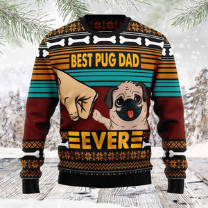 Pug Best Dog Dad Ugly Christmas Sweater 