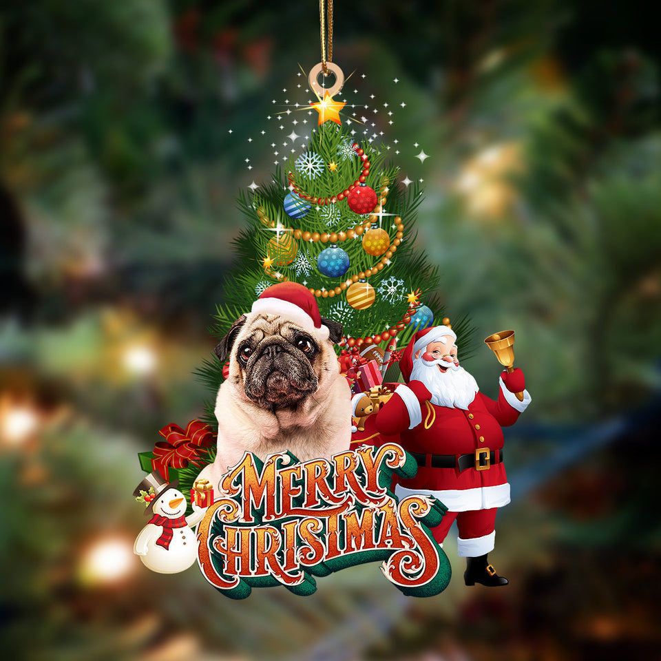 Godmerch- Ornament- Pug-Christmas Tree&Dog Hanging Ornament, Happy Christmas Ornament, Car Ornament