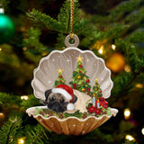 Godmerch- Ornament- Pug-Sleeping Pearl in Christmas Two Sided Ornament, Happy Christmas Ornament, Car Ornament