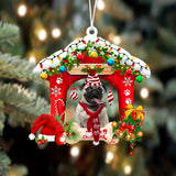 Godmerch- Ornament- Pug 1-Christmas House Two Sided Ornament, Happy Christmas Ornament, Car Ornament