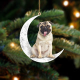 Pug Sit On The Moon Two Sided Ornaments Dog Hanging Christmas Ornament