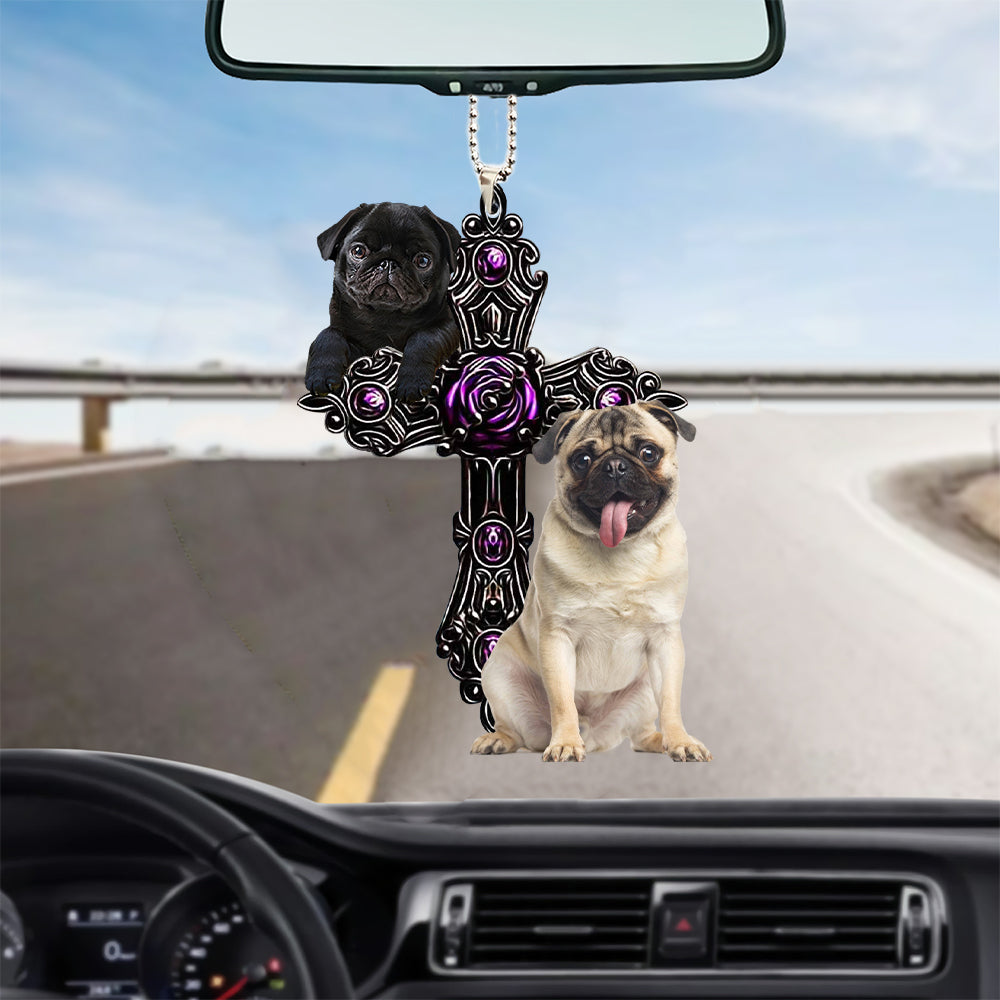 Cute Pug Pray For God Car Hanging Ornament Dog Pray For God Ornament Godmerch