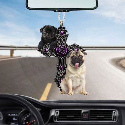 Cute Pug Pray For God Car Hanging Ornament Dog Pray For God Ornament Godmerch