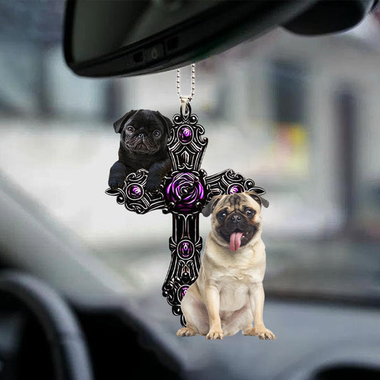Cute Pug Pray For God Car Hanging Ornament Dog Pray For God Ornament Godmerch