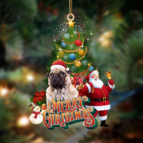 Godmerch- Ornament- Pug 7-Christmas Tree&Dog Hanging Ornament, Happy Christmas Ornament, Car Ornament
