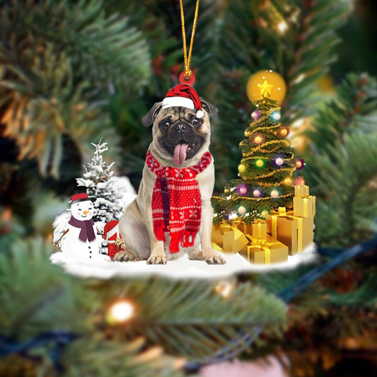 Godmerch- Ornament- Pug Christmas Ornament Dog Ornament, Car Ornament, Christmas Ornament