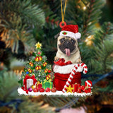 Godmerch- Ornament- Pug Gift Bag Merry Christmas Ornament Dog Ornament, Car Ornament, Christmas Ornament