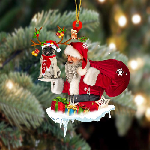 Pug And Santa Claus Christmas Ornament Godmerch