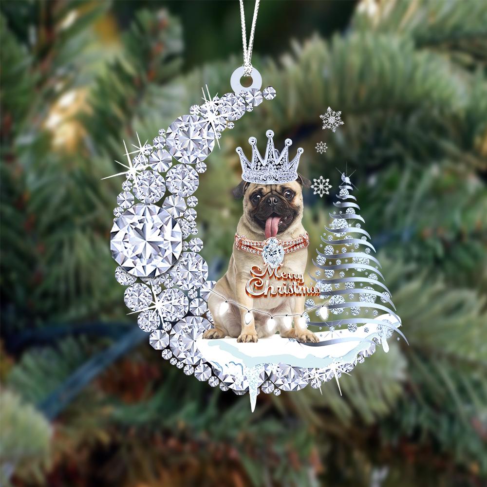 Pug Diamond Moon Merry Christmas Ornament Christmas Gifts
