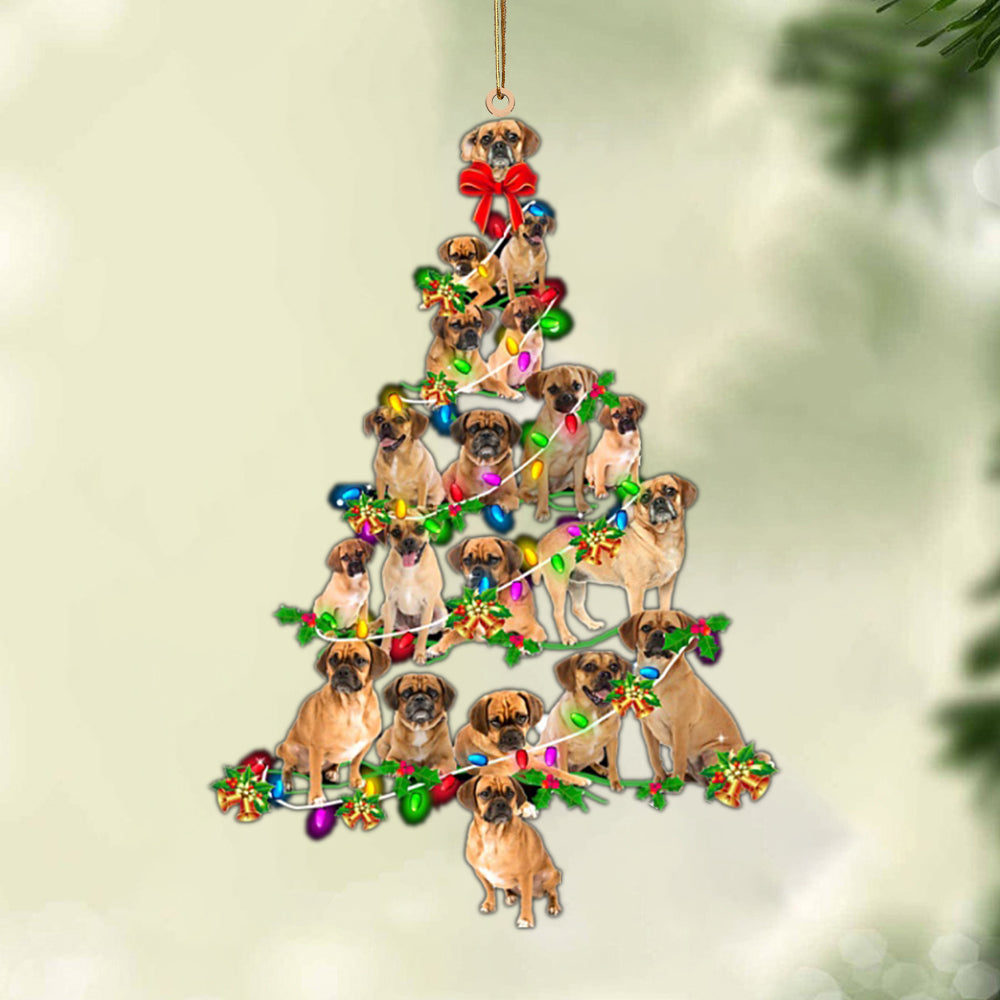 Godmerch- Ornament- Puggle-Christmas Tree Lights-Two Sided Ornament, Happy Christmas Ornament, Car Ornament