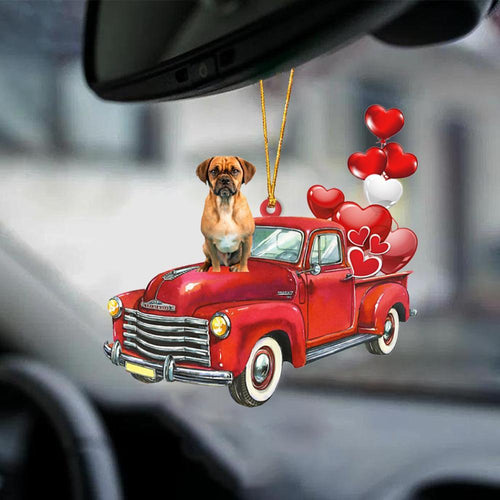 Puggle 2-Red Sports Car-Two Sided Ornament