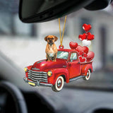 Puggle 2-Red Sports Car-Two Sided Ornament