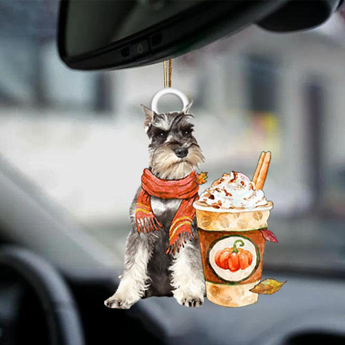 Grey Miniature Schnauzer-Pumpkin Spice Kinda-Two Sided Ornament