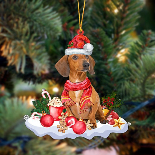 Red Dachshund-Better Christmas Hanging Ornament