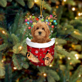 RED Goldendoodle In Snow Pocket Christmas Ornament Godmerch