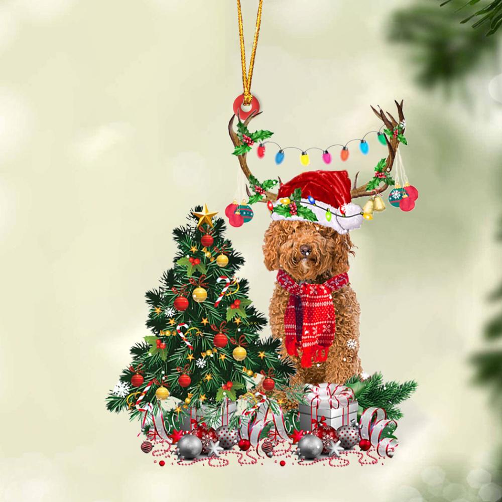Ornament- RED Labradoodle-Christmas Tree Gift Hanging Ornament, Happy Christmas Ornament, Car Ornament