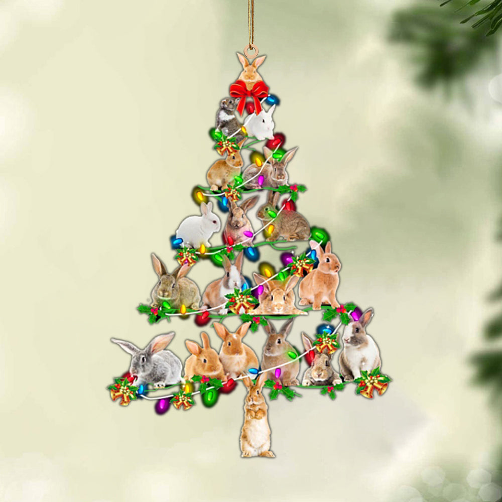 Godmerch- Ornament- Rabbit-Christmas Tree Lights-Two Sided Ornament, Happy Christmas Ornament, Car Ornament