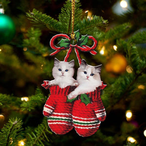 Ornament- Ragdoll Inside Your Gloves Christmas Holiday-Two Sided Ornament, Christmas Ornament, Car Ornament