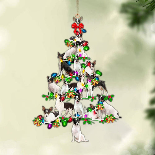 Ornament- Rat terrier-Christmas Tree Lights-Two Sided Ornament, Happy Christmas Ornament, Car Ornament