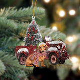 Godmerch- Ornament- Red Dachshund-Christmas Truck Two Sided Ornament, Happy Christmas Ornament, Car Ornament