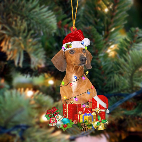 Ornament- Red Dachshund-Dog Be Christmas Tree Hanging Ornament, Happy Christmas Ornament, Car Ornament