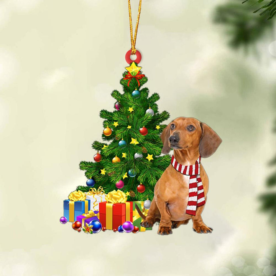 Godmerch- Ornament- Red Dachshund-Christmas Star Hanging Ornament, Happy Christmas Ornament, Car Ornament