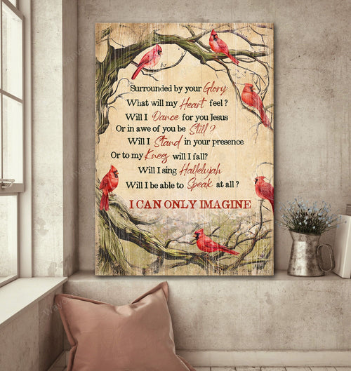 Red cardinal Oldest tree Rainy day I can only imagine - Matte Canvas