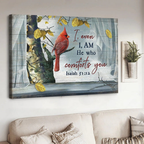 Cardinal Yellow leaf Window scarf I, even I, am he who comforts you - Matte Canvas