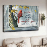 Cardinal Yellow leaf Window scarf I, even I, am he who comforts you - Matte Canvas
