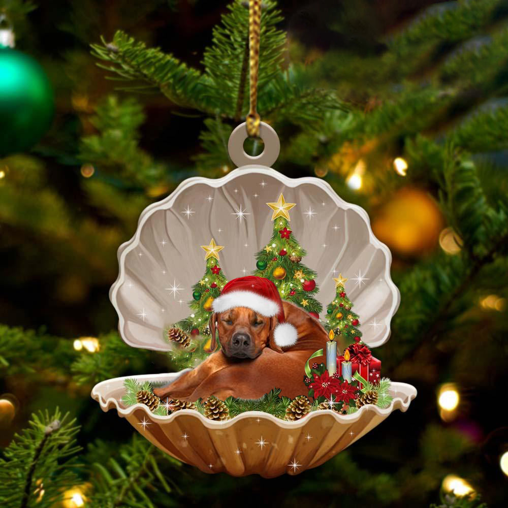 Rhodesian Ridgeback3-Sleeping Pearl in Christmas Two Sided Ornament, Christmas Ornament, Car Ornament