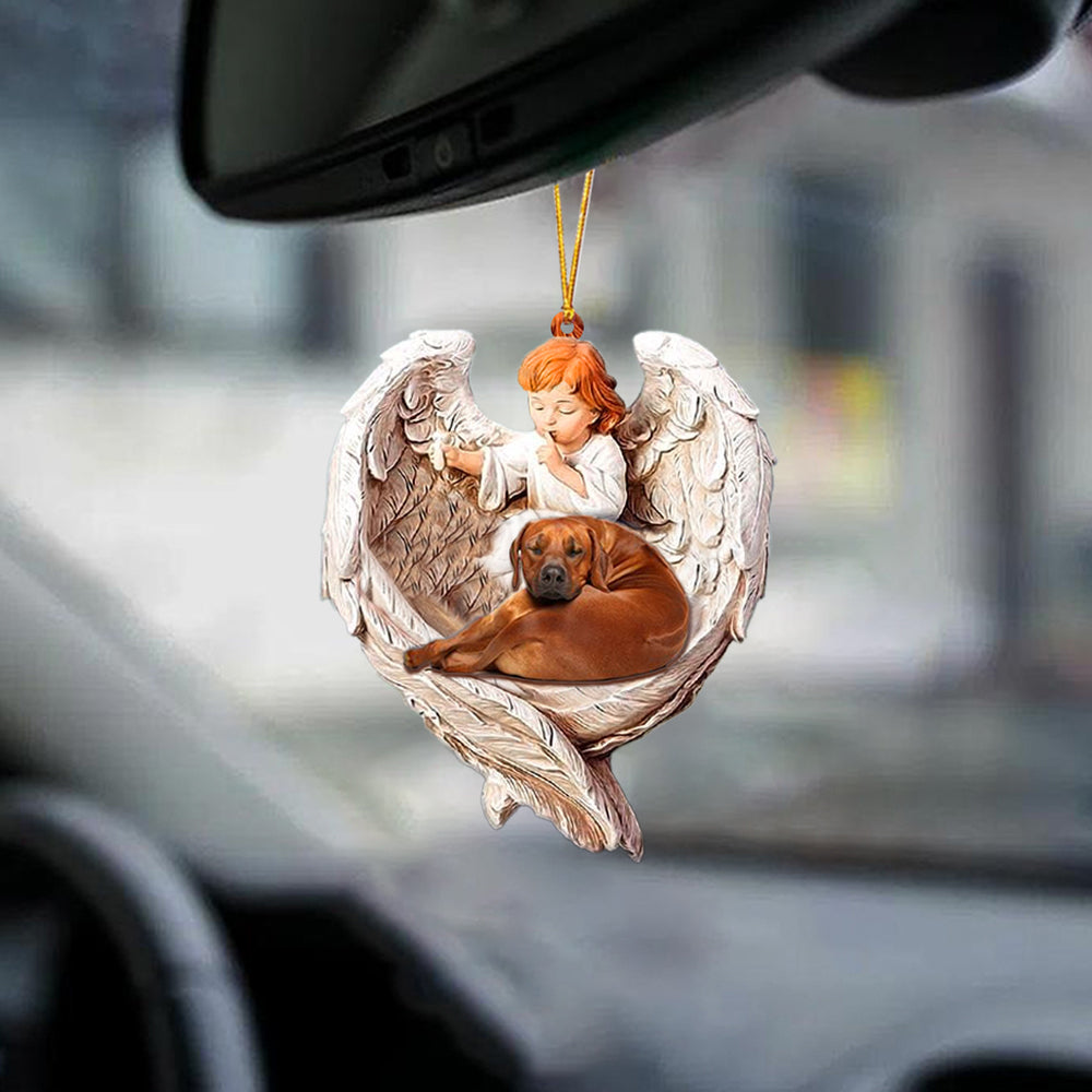 Sleeping Rhodesian Ridgeback Protected By Angel Car Hanging Ornament Pet Sleeping Ornament