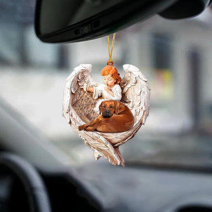 Sleeping Rhodesian Ridgeback Protected By Angel Car Hanging Ornament Pet Sleeping Ornament